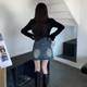 
A-shaped anti-exposure high-waisted skirt for women in spring and autumn 2025 new denim temperament casual and versatile pocket skirt