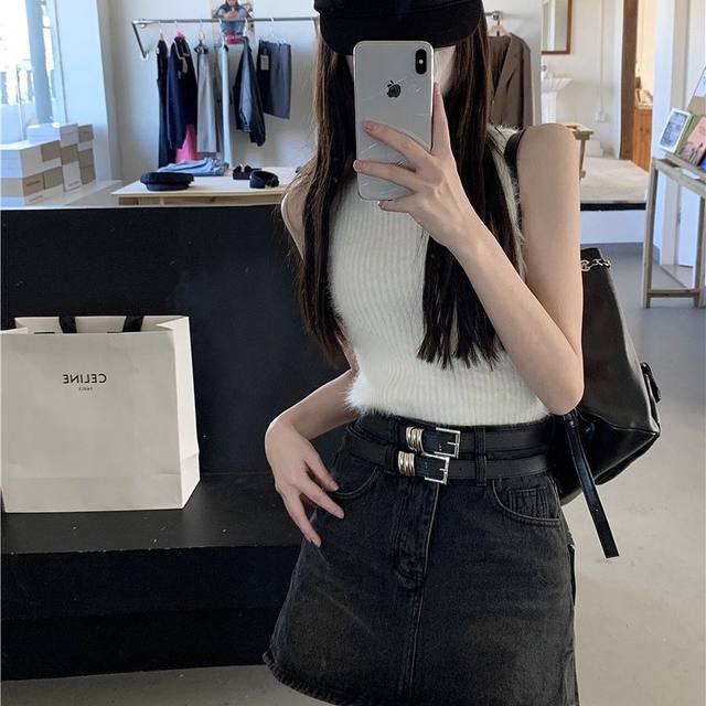 
A-shaped anti-exposure high-waisted skirt for women in spring and autumn 2025 new denim temperament casual and versatile pocket skirt