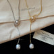 Golden Pearl Long Pendant Necklace Women's Autumn and Winter Atmosphere High-end Premium Light Luxury Sweater Chain Adjustable Accessories