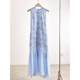 French high-end temperament blue sleeveless dress for women 2025 summer new casual irregular splicing long skirt