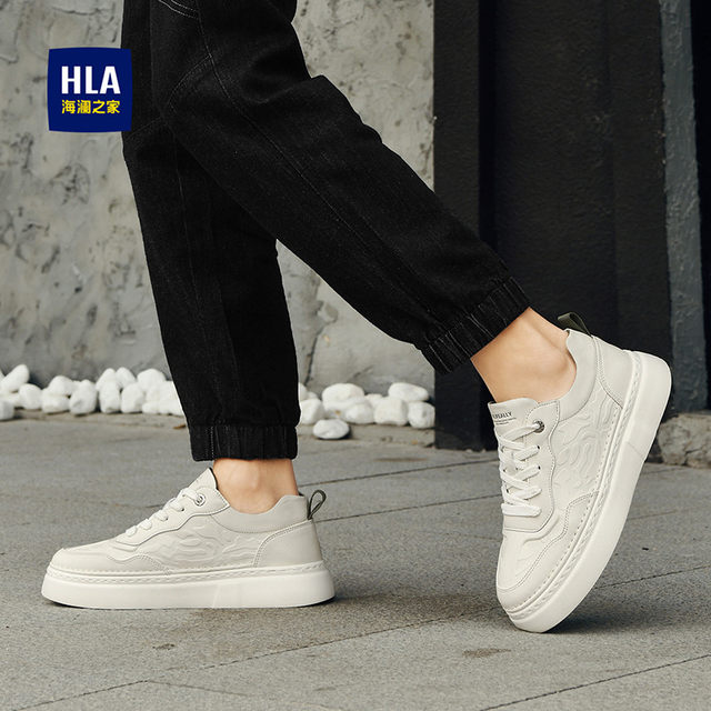 HLA/Hailan Home Men's Shoes 2025 New Casual Shoes Thick Sole Heightening Fashion Breathable Lightweight Board Shoes Small White Shoes
