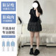 
Black floral puffy short skirt for women with thin summer large size slightly fat small person covering flesh to make them look thin and tall waisted A-line cake skirt