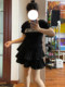 Black cake skirt skirt women's summer small fat large size anti-exposure high waist A-line puffy skirt layered pleated short skirt