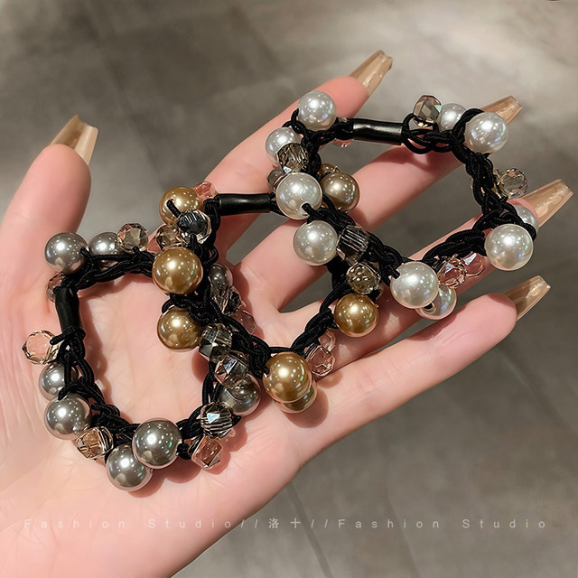 High-end imitation pearl hair ring hair rope 2025 new high elastic durable tying rope bun rubber band headwear