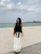 Ren Xiaoyi's sleeveless halter neck top loose foliage suspender vest