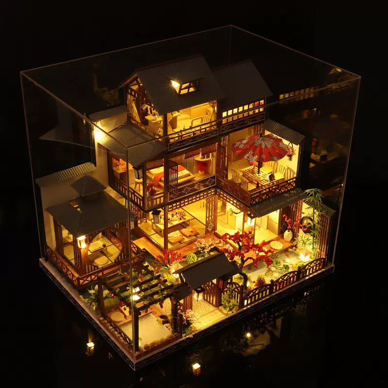 雅泉庭手工拼装建筑模型diy小屋和风木质大型3d别墅创意情侣礼物