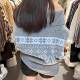 One-shoulder gray thickened Fair Island sweater for women in autumn and winter lazy style sweater loose turtleneck warm top
