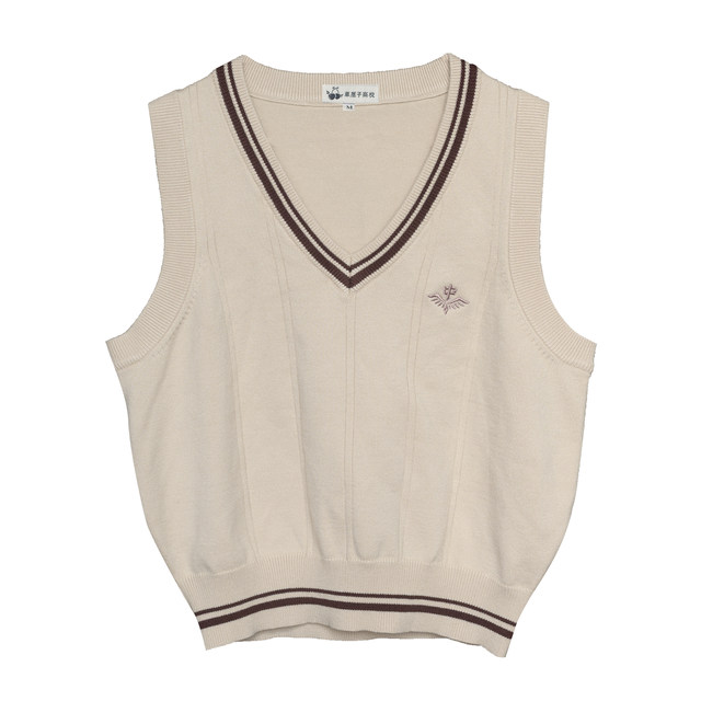 Ache's big size jk original fat mm waist embroidered vest college style sweater V-neck knitted vest women