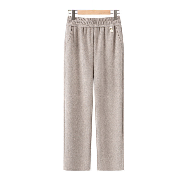 New autumn and winter plus velvet trousers for middle-aged and elderly women's grandmother wears high waist pants for mother wears elastic waist casual pants