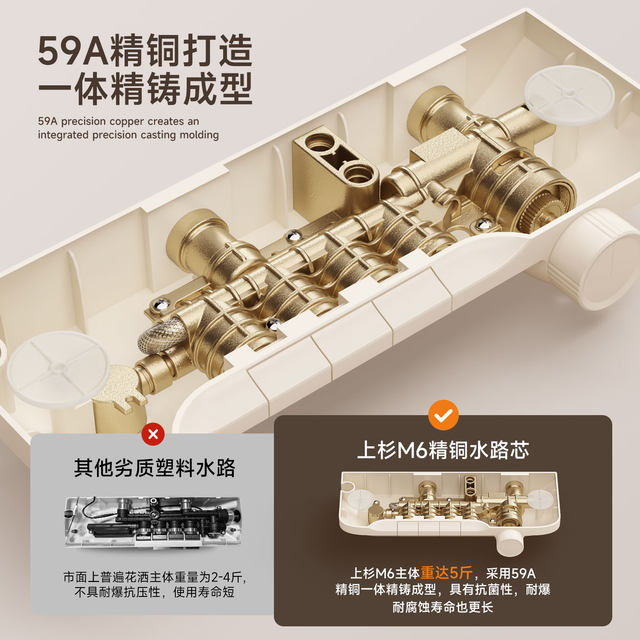 Uesugi M6 maternal and infant grade liquid topless spray home constant temperature digital display milk white shower set