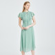 The same style of Matiannu women's clothing in the mall, the new spring and summer products, solid color lotus leaf sleeve dress, pleated high-waisted chiffon skirt
