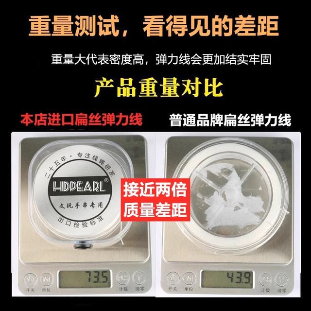 Imported flat bracelet special elastic rope beef tendon wear-resistant crystal cultural pearl bracelet rope beaded DIY material