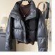 European winter stand collar pu leather no-wash down cotton jacket for women fashionable small person thick warm bread jacket trendy
