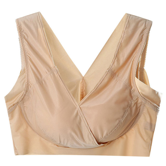 Large size women's underwear without steel rings, fat mm vest style comfortable bra sports shock-proof gathering thin wide shoulder strap bra