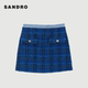 
SANDRO Outlets Women's French Elegant Tweed High Waist Blue Short Skirt SFPJU00783