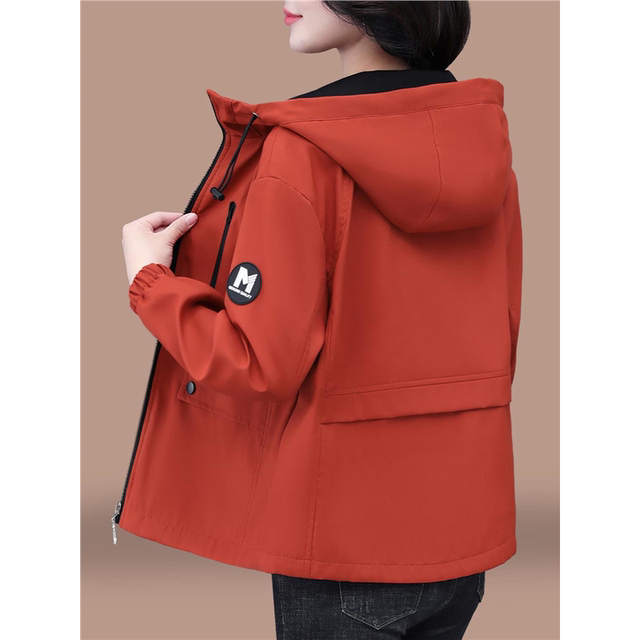 
Short windbreaker jacket for women 2025 spring and autumn new middle-aged mother fashionable autumn clothes loose casual hooded jacket