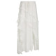 AOMR French gentle white ruffled flowing skirt for women on vacation style fairy lace-up waist slit long skirt