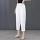 2025 summer new pure cotton white harem pants for women's cropped casual pants loose large size high waist radish pants for women