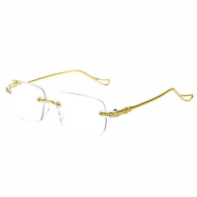 
Ultra-light, fashionable anti-blue light reading glasses for the elderly, rimless reading glasses, buy one, get one free, silver and gold