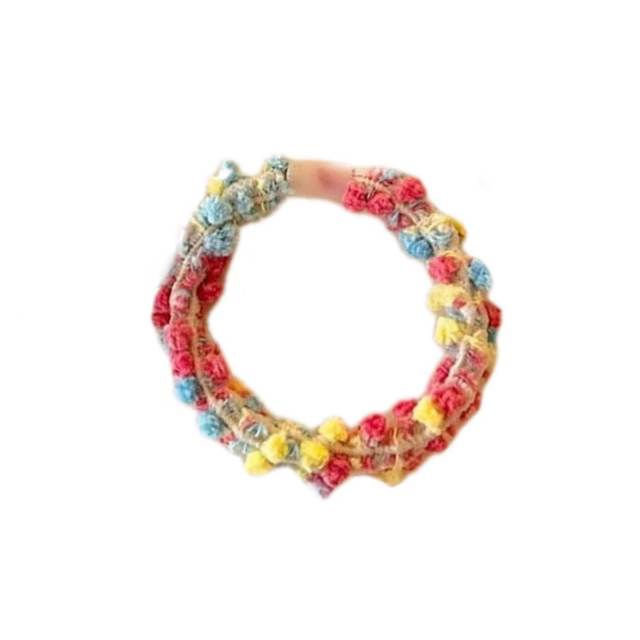 Colorful dot plush hair band for women, high elastic hair tie, rubber band headband, does not hurt hair, durable children's hair band headwear