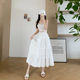 White skirt for women in spring and autumn 2025 new high-waisted slim A-line long skirt with small and fluffy cake skirt
