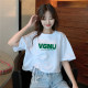 Summer short slim design niche white loose elastic short-sleeved T-shirt women's top base shirt ins