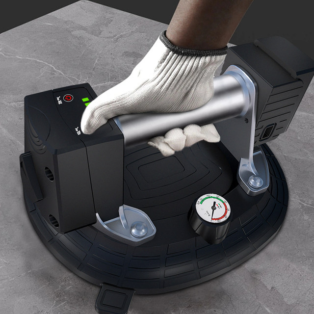 Electric Suction Cup 8-Inch Vacuum Glass Lifter With Digital Display 440 Lbs Capacity Tile And Granite Lifting Tool 1-Pack