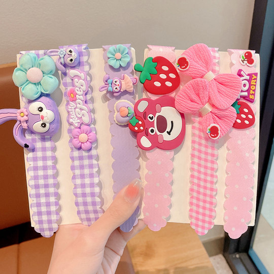 Children's Strawberry Bear Velcro Headband Cartoon Girl Hairband Broken Hair Artifact Baby Bangs Sticker Little Girl Headdress