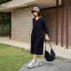 Yiao Spring 2025 new pure cotton loose casual slim large size over-knee slit long skirt base dress

