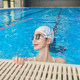 Swimming cap for women waterproof, long hair, silicone, high-value pu professional swimming cap, plus swimming equipment