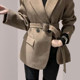 Women's short 2025 autumn new high-end lace-up suit for women's waist-tightening thick wool coat