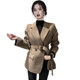 Women's short 2025 autumn new high-end lace-up suit for women's waist-tightening thick wool coat