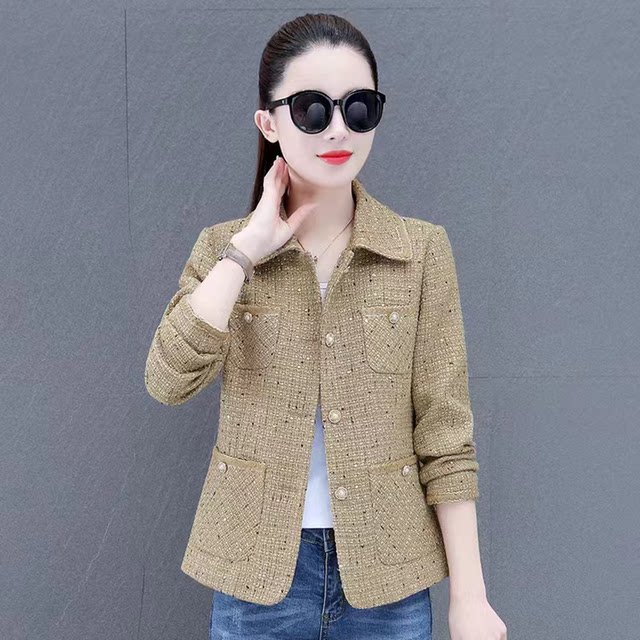 2024 Spring and Autumn New Fashion Mom Clothing Little Flavor Jacket Women's Versatile Slim Suit Middle-aged and Elderly Fashionable Top
