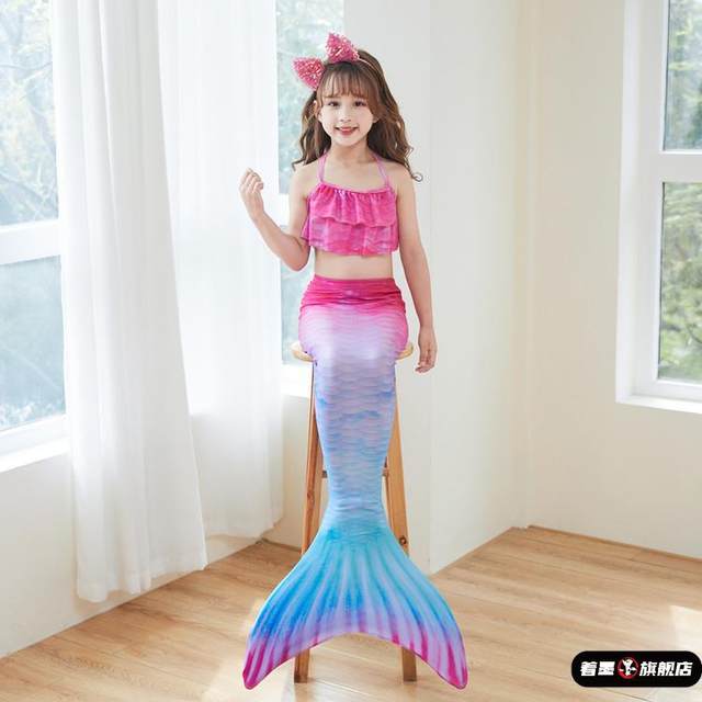 Children's Mermaid Swimsuit Performing Swimsuit Sanpot Set Favorite Large Middle Girl Princess Skirt Bikini clothing
