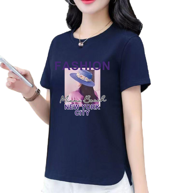 Pure cotton T-shirt for women's short-sleeved summer new style fashionable casual and versatile large size loose slimming women's top