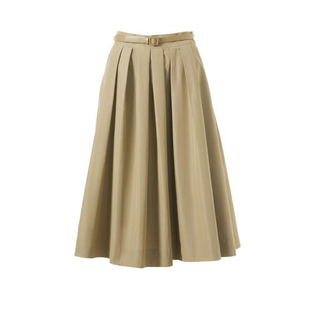 LANCY/Langzi 2025 summer new khaki high waist mid-length large sway temperament umbrella skirt casual skirt