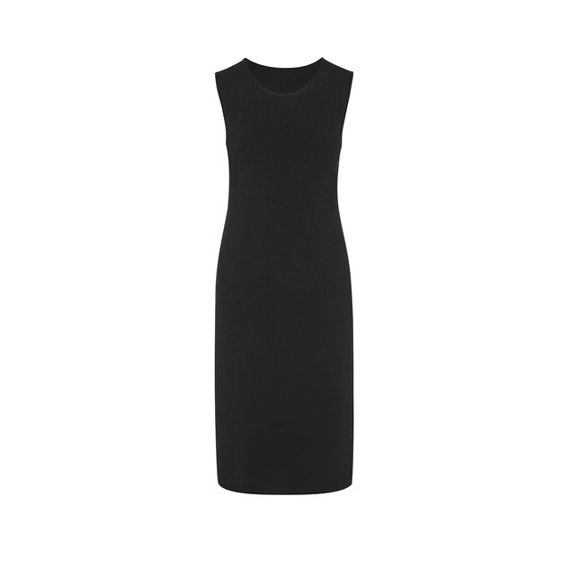 LANCY/Langzi 2024 spring new sleeveless round neck knitted dress for women black slimming and high-end skirt