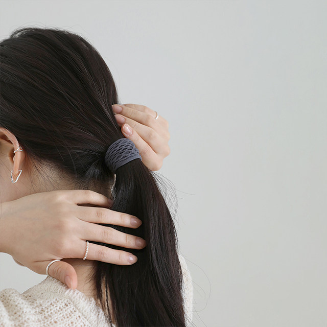 Korean high ponytail bun hair bun hair rope 2023 new head rope leather case simple hair ring high elastic durable leather ribs