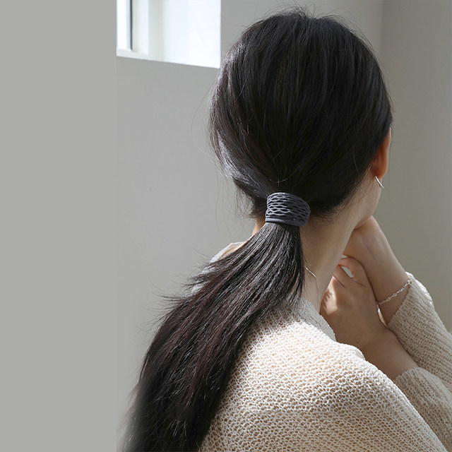 Korean high ponytail bun hair bun hair rope 2023 new head rope leather case simple hair ring high elastic durable leather ribs