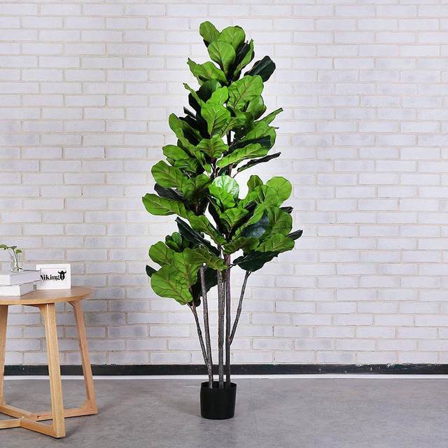 Simulation Green Plant Large Potted Traveler Banain Leaf Banyan Tree Horticultural Plant Tiger Pipchida Turtle Back Home Decoration Window
