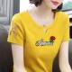 Mom's summer new pure cotton short-sleeved T-shirt for women Korean style versatile slim top embroidered slim fit large size T-shirt