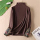 Half turtleneck double-sided German velvet bottoming shirt for women in autumn and winter new style Chinese style embroidery thickened warm top mother's wear