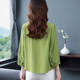 Cotton and linen embroidered shirt for women in three-quarter sleeves 2024 spring and summer new large-size shirt for women loose slim linen top