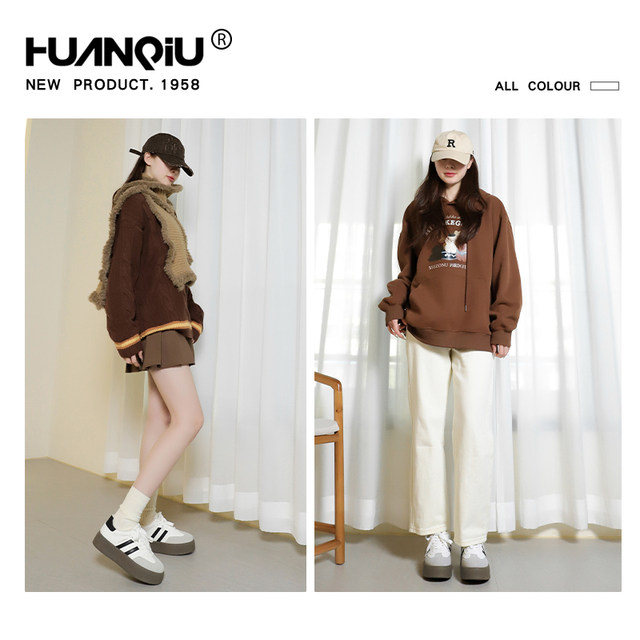 Global velvet thick-soled moral training shoes for women, 2025 autumn and winter new style, versatile and hot style, heightening casual sports sneakers