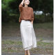 Solid color mid-length original hemp color literary irregular splicing skirt linen commuter slit A-line skirt summer