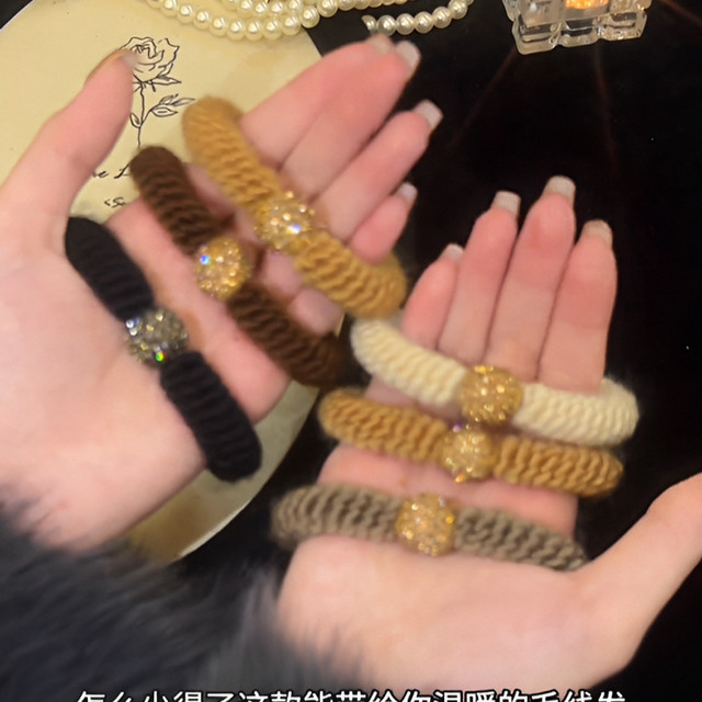 Advanced sensing rhinestone Zhuzhu hair ring female hair rubber band 2024 new high -end hair rope tama tail rope headwear
