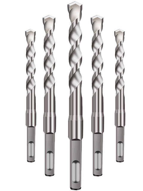 Round handle impact drill bit lengthened concrete cement stone drill hole drill square hammer square handle four holes through the wall turn head