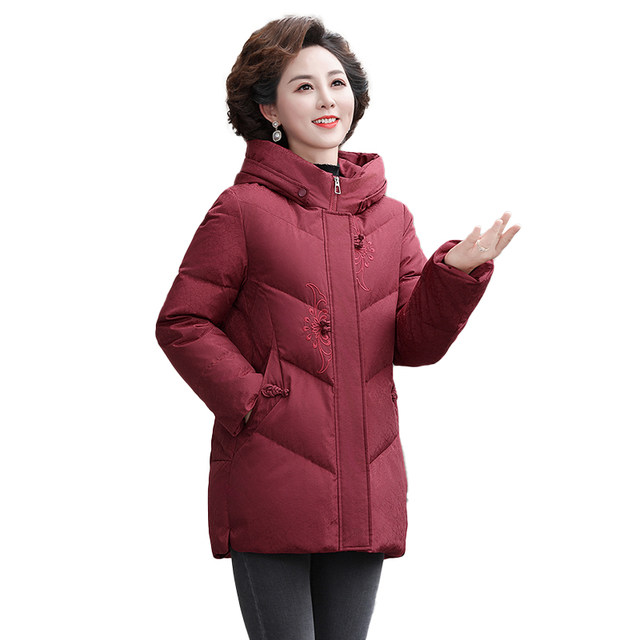 Yalu down jacket female mother's wear 2025 new women's winter hooded short fashion warm jacket for middle-aged and elderly people