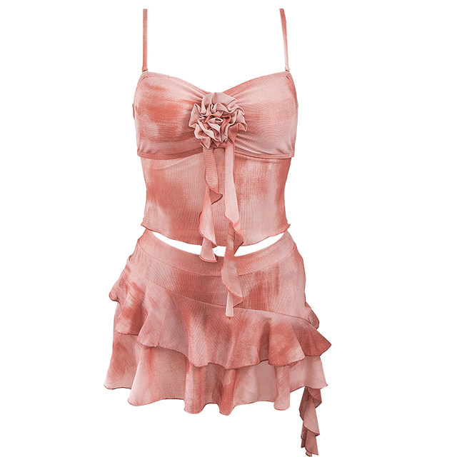 Swimsuit for women in hot spring resort style split girl with small breasts and pure lust 2026 new pink skirt bikini