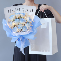 Crushed ice blue rose bouquet simulation flowers full of stars immortal flower dried flowers to girlfriend birthday 214 Valentine's Day gift